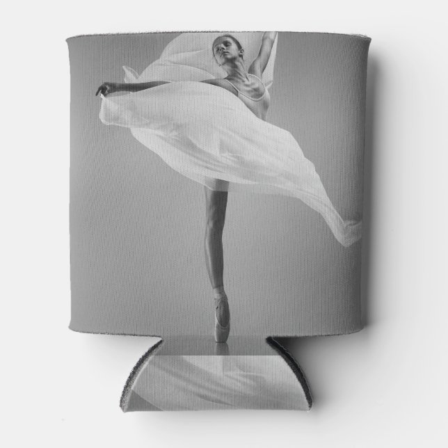 Ballerina White: Graceful Dance Illustration. Can Cooler (Front)