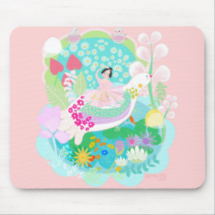 Ballerina with birds art Illustration mouse pad. Pad