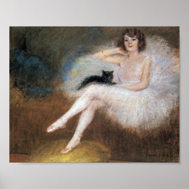 Ballerina with Black Cat, Pierre Carrier-Belleuse Poster (Front)