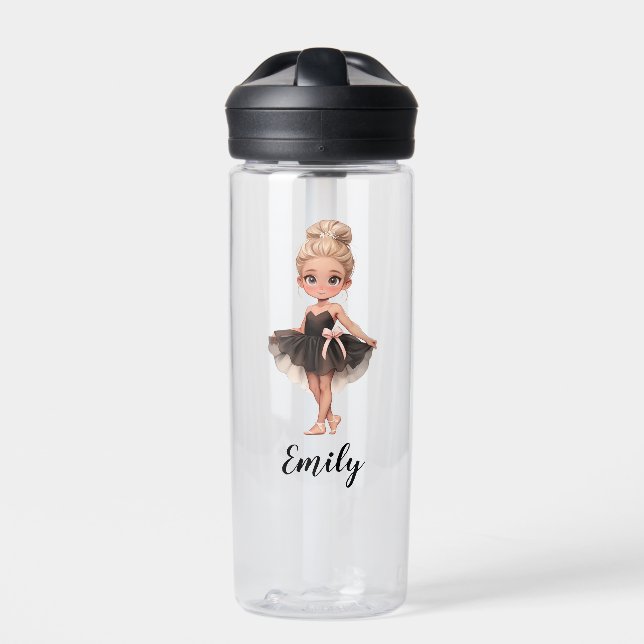 Ballerina with Black Dress Water Bottle (Front)