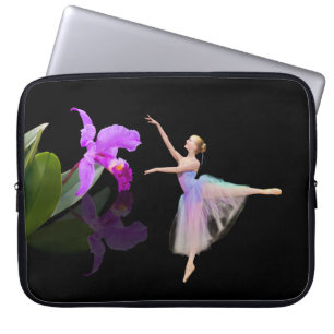 Ballerina with Orchid Flower Laptop Sleeve