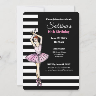 Ballerina with Pink Dress and Pointe Shoes Invitation