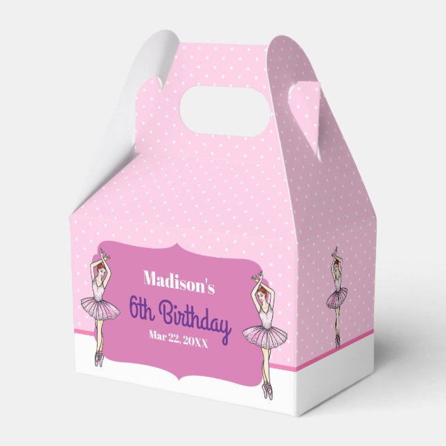 Ballerina with Pink Dress and Pointe Toe Shoes Favour Box (Front Side)