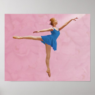 Ballerina with Rose in Arabesque Poster