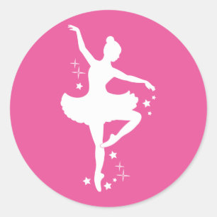 Ballerina with Stars in Silhouette Classic Round Sticker