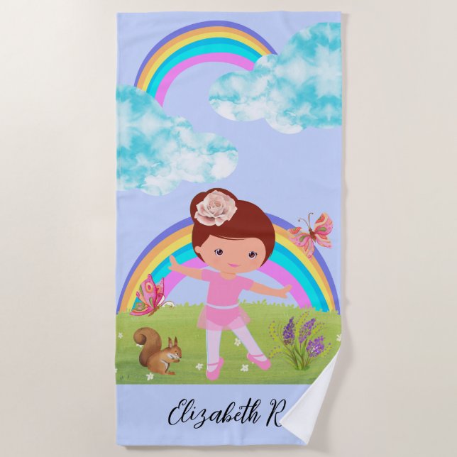 Ballerina Woodland Friends Beach Towel (Front)