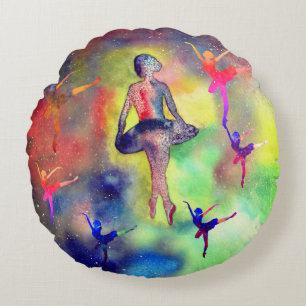 Ballerinas among Stars Round Cushion