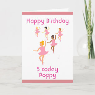Ballerinas, childs birthday card add name agefront