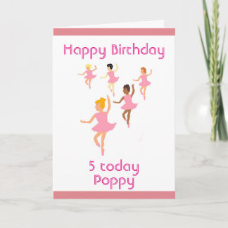 Ballerinas, childs birthday card add name agefront