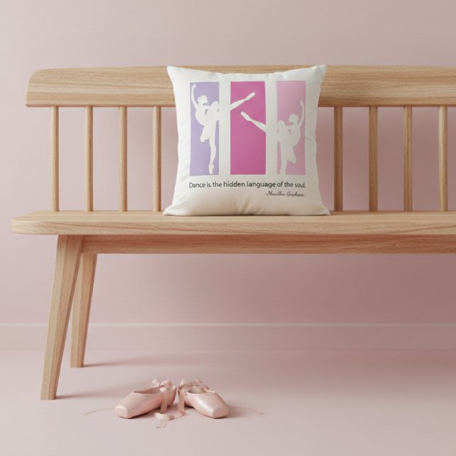 Ballerinas Dancing Quote Pink Cushion (Creator Uploaded)
