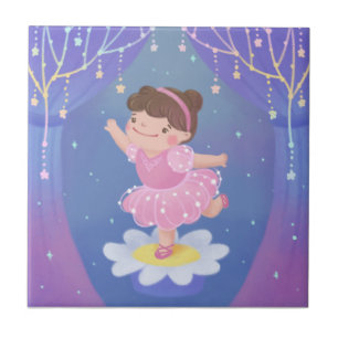 Ballerina's Dream Fantasy Illustration Ceramic Tile