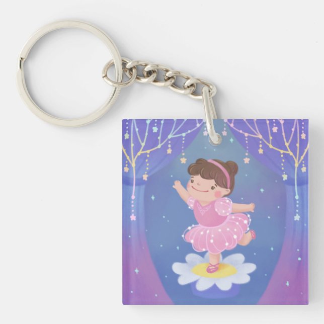 Ballerina's Dream Fantasy Illustration Key Ring (Front)