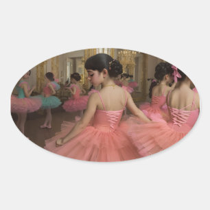 Ballerinas in a grand rococo-style hall oval sticker