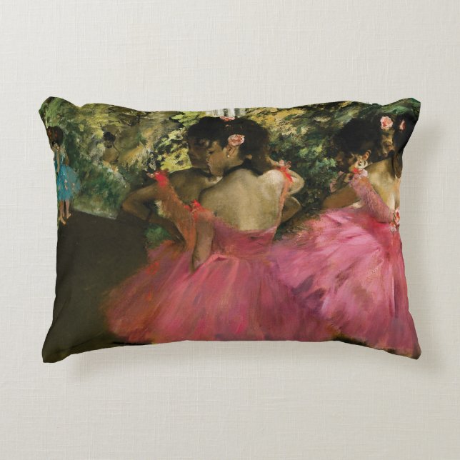 Ballerinas in Pink by Edgar Degas Decorative Cushion (Front)