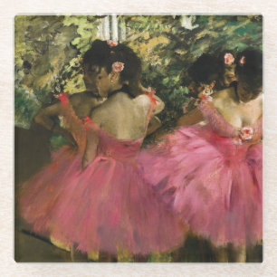 Ballerinas in Pink by Edgar Degas Glass Coaster