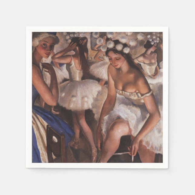 Ballerinas in the Dressing Room (by Serebriakova) Napkin (Front)