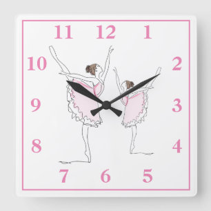 Ballerinas Square Wall Clock