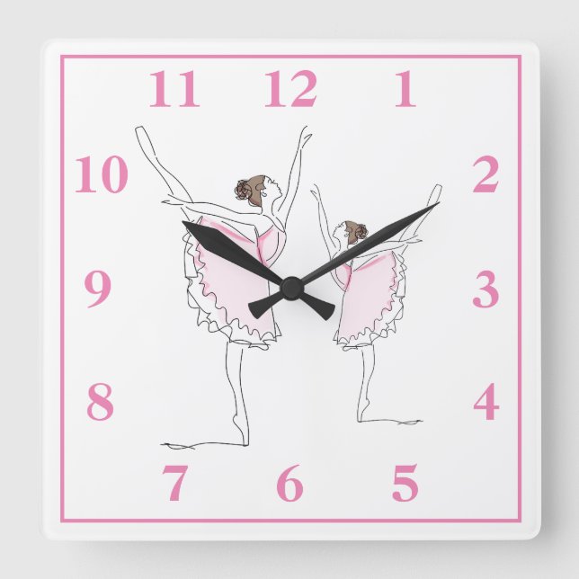 Ballerinas Square Wall Clock (Front)