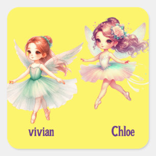 Ballerinas with wings and tutu square sticker