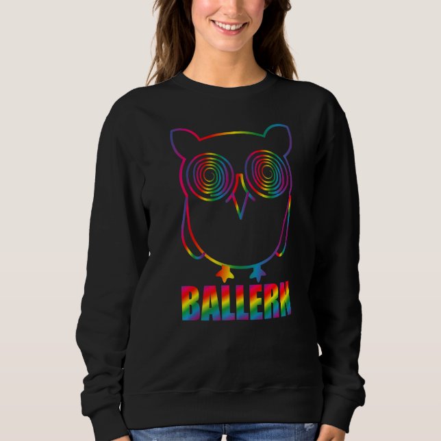 Ballern Eule Hardstyle Edm Music Rave Techno   Sweatshirt (Front)