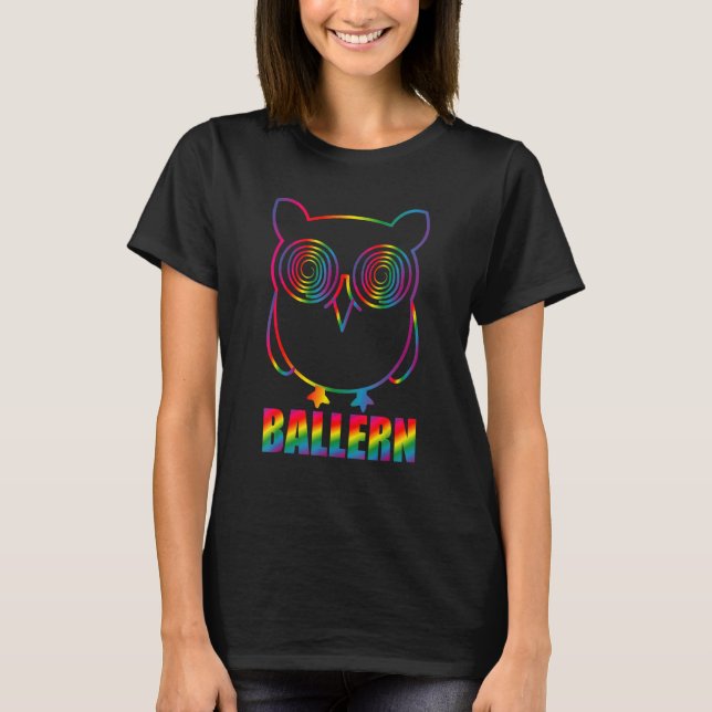 Ballern Eule Hardstyle Edm Music Rave Techno T-Shirt (Front)