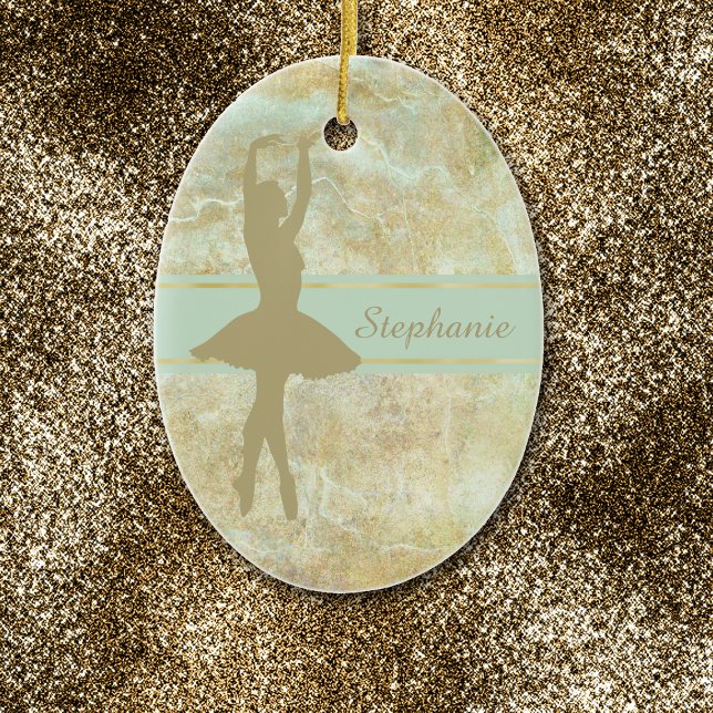 Ballet Abstract Gold Personalised Christmas Ceramic Tree Decoration (Creator Uploaded)