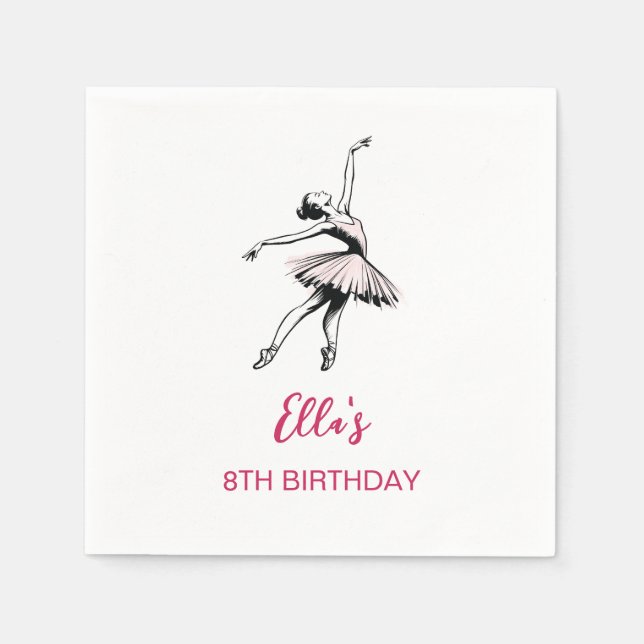 Ballet Ballerina Birthday Party Girl Napkin (Front)