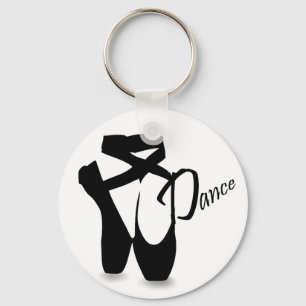 Ballet Ballerina Black Pointe Shoes Dance Basic Key Ring