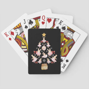 Ballet Ballerina Bunny Christmas Tree Playing Cards