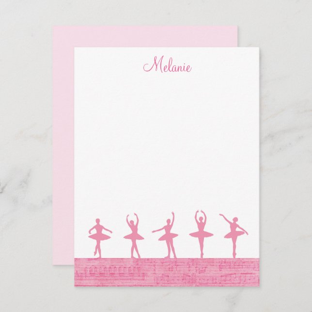 Ballet Ballerina Girly Pink Template Note Card (Front/Back)