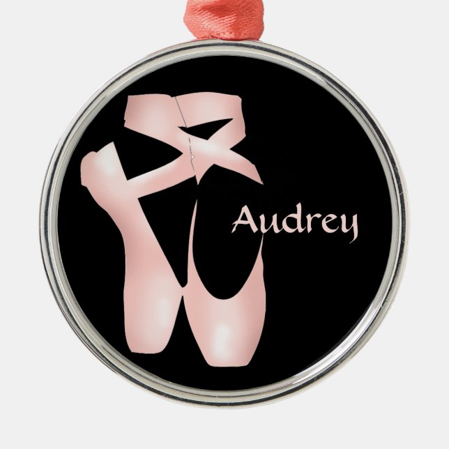 Ballet Ballerina Pink Pointe Shoes Custom  Metal Ornament (Front)