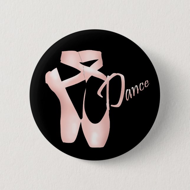 Ballet Ballerina Pink Pointe Shoes Dance Button (Front)