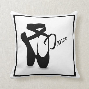 Ballet Ballerina Pointe Shoes Black Dance Pillow