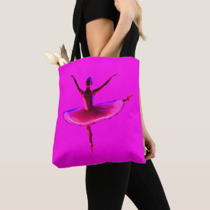 Ballet Ballerina Pose Glowing Violet Colours   Tote Bag