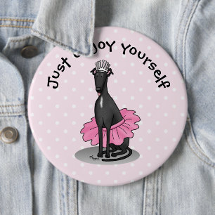 Ballet Ballerina Princess Greyhound Dog (black) 6 Cm Round Badge