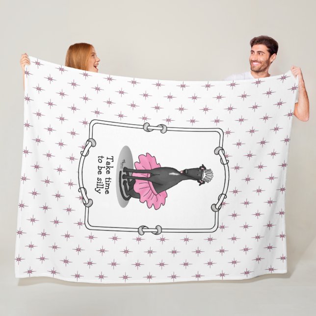 Ballet Ballerina Princess Greyhound Dog (black) Fleece Blanket (In Situ)
