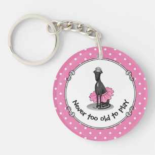 Ballet Ballerina Princess Greyhound Dog (black) Key Ring