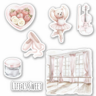 Ballet Bar Teddy Bear Ballet Shoes Fruit Violin 