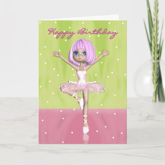 Ballet Birthday Card - Cute Ballerina (Front)