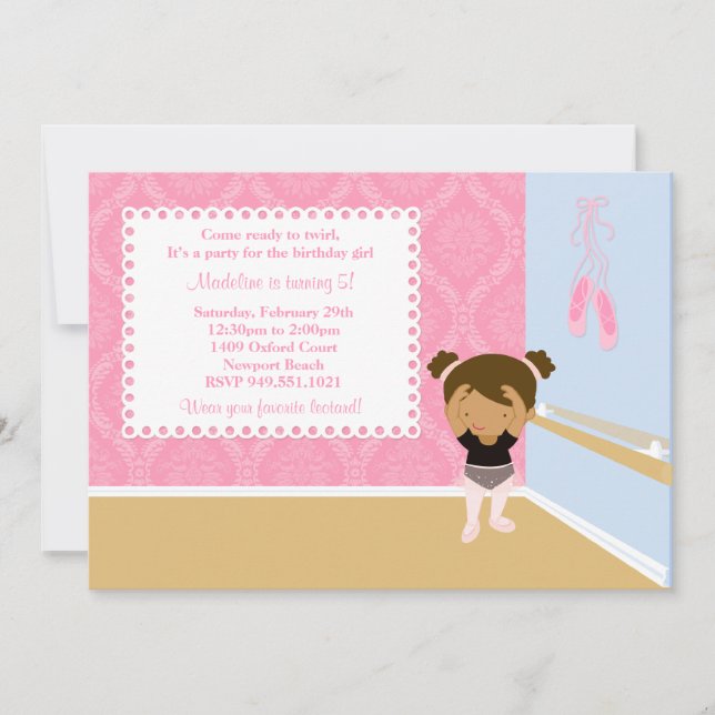 Ballet Birthday Party Invitation (Front)