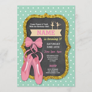Ballet Birthday Party Tutu Ballerina Girls Invite
