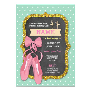Ballet Birthday Party Tutu Ballerina Girls Invite
