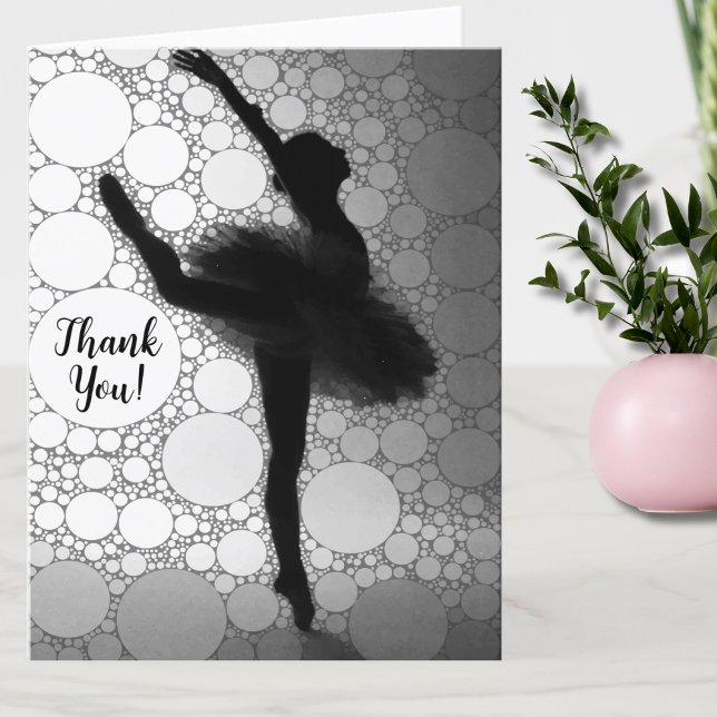Ballet Black White Ballerina Thank You Card (Creator Uploaded)