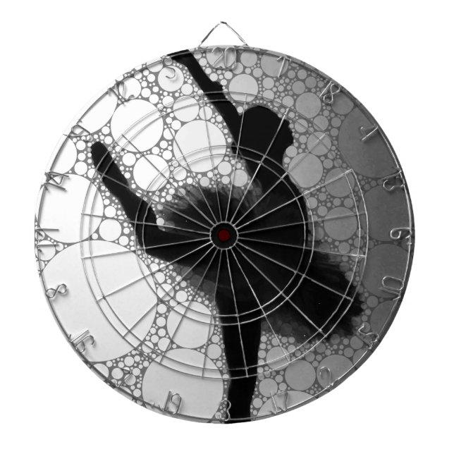 Ballet Black White Dancing Ballerina Dartboard (Front)