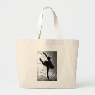 Ballet Black White Dancing Ballerina Large Tote Bag