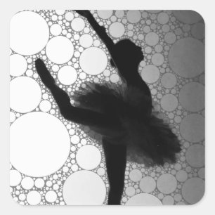 Ballet Black White Dancing Ballerina Square Sticker