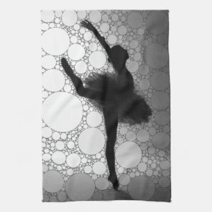 Ballet Black White Dancing Ballerina Tea Towel