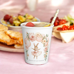 Ballet Bunny Birthday Floral Arch Paper Cups