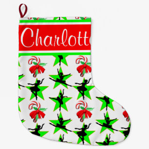 BALLET CANDY CANE PERSONALIZED CHRISTMAS STOCKING