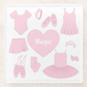 Ballet Clothes Glass Coaster - White Background